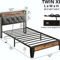ANCTOR Twin/TwinXL/Full/Queen/King/CaliforniaKing Bed Frames, Storage Headboard with Outlets, No Noise, No Box Springs Needed