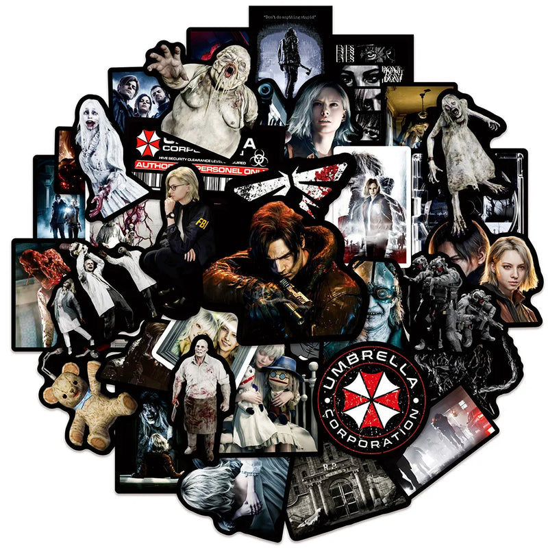 50PCs Resident Evil Stickers For Laptop Scrapbook Luggage Guitar Helmet DIY Graffiti Aesthetic Stickers Creative Gift