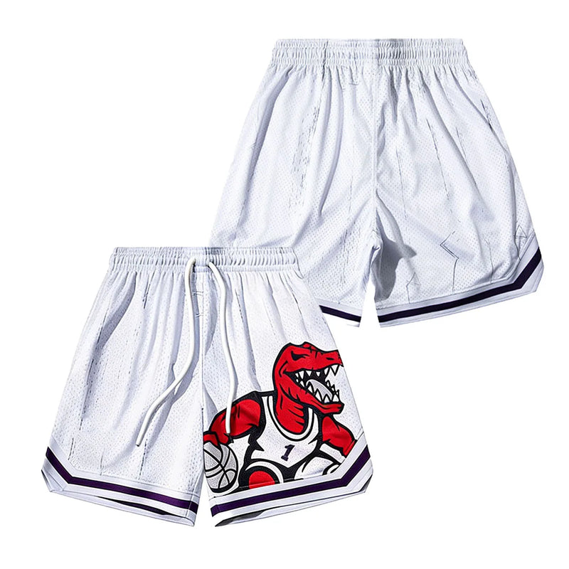 2026 New Men's Dinosaur Graphic Mesh Basketball Shorts Quick-Drying Training Running Casual Loose Five-Point Shorts