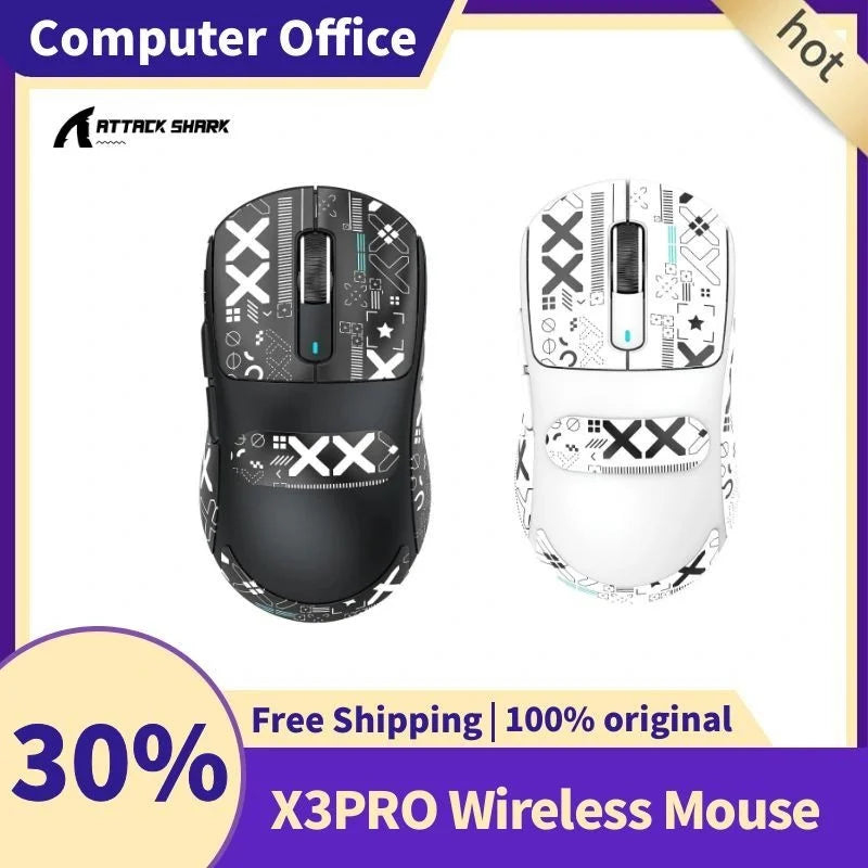 ATTACK SHARK X3PRO 8K Lightweight Wireless Gaming Mouse  Own Anti-slip Mouse PAW3395 26Kdpi Bluetooth electronic sports game