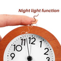 A19F-Alarm Clock Without Ticking Retro Wooden Alarm Clock With Dial Alarm Light Quiet Table Clock With Snooze Function