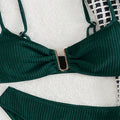 Sexy U-shape Metal Ribbed Jasper Bikinis Sets Two Pieces | SAMAG