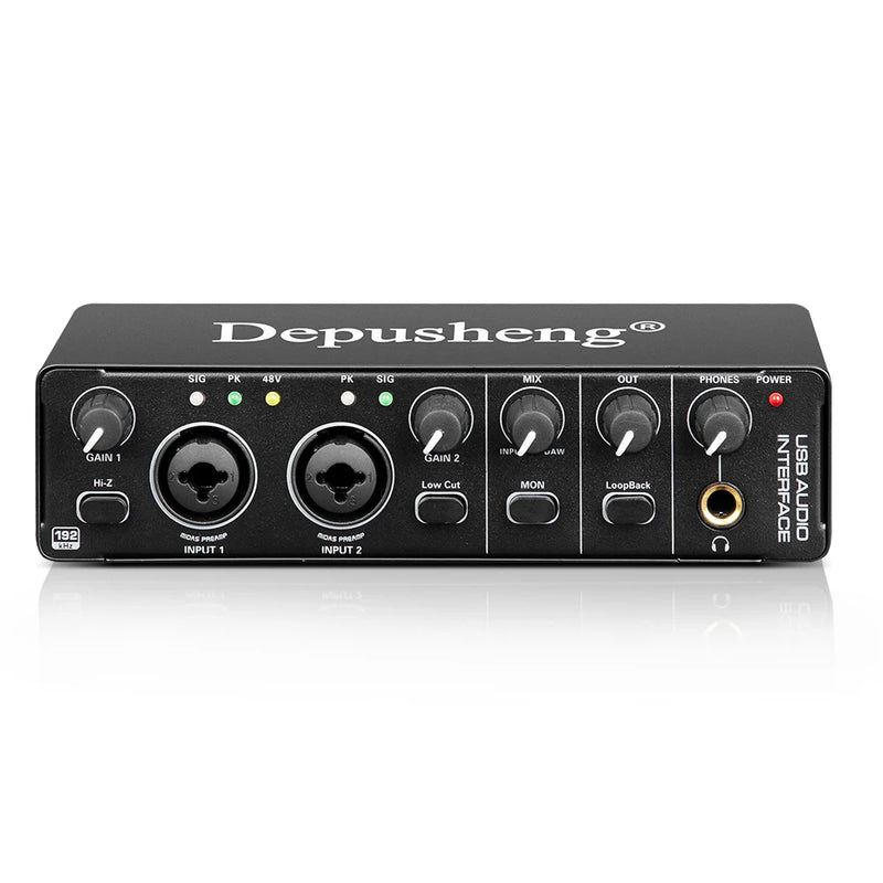 Audio Interface Depusheng MD22 USB 3.0 Sound Card with Monitoring Electric Guitar Live Recording For Studio Singing Micro
