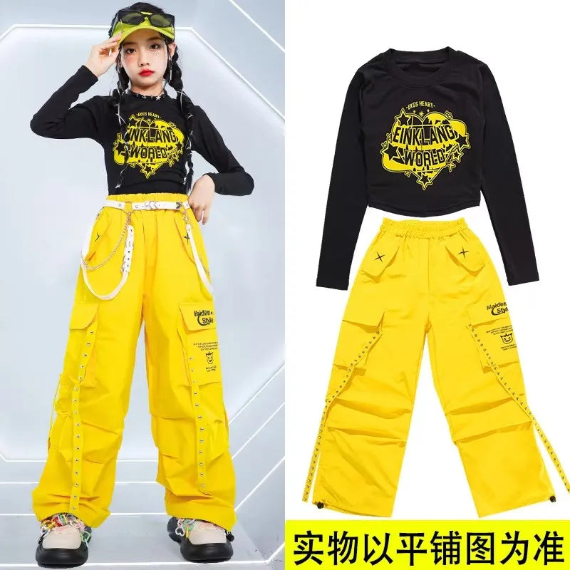 Hip Hop Kids Cool Crop Top K - pop Street Dance Cargo Pants - View 8 | SAMAG