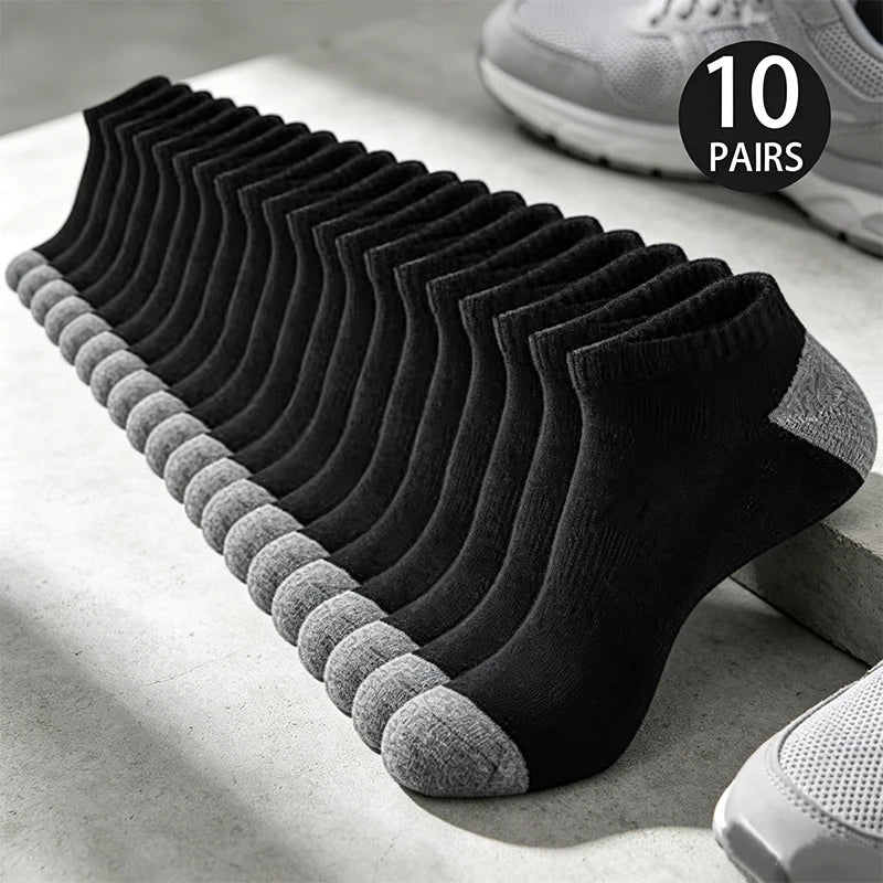 10 Pairs Men Ankle Socks Reinforced Gray Toe Heel | SAMAG