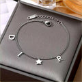EVISPOL New Fashion Letter Star Pendant Bracelet for Woman Vintage Stainless Steel Bracelet Luxury Jewelry Gifts