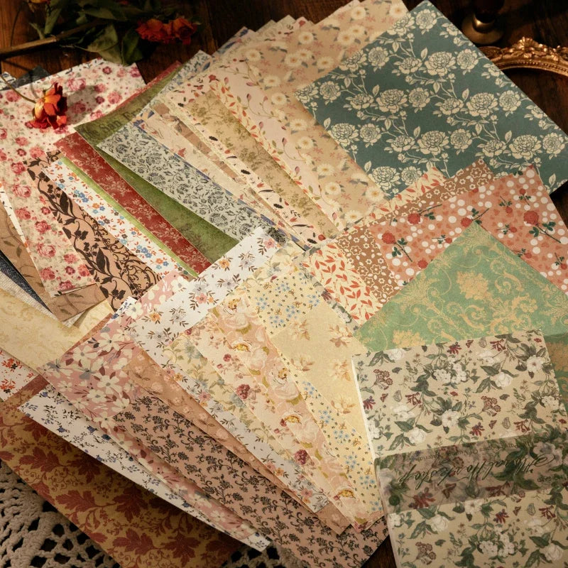 Mr. Paper 100pcs/book Vintage Character Message Card Beautiful Flowers European Style Hand Account Material Memo Pad