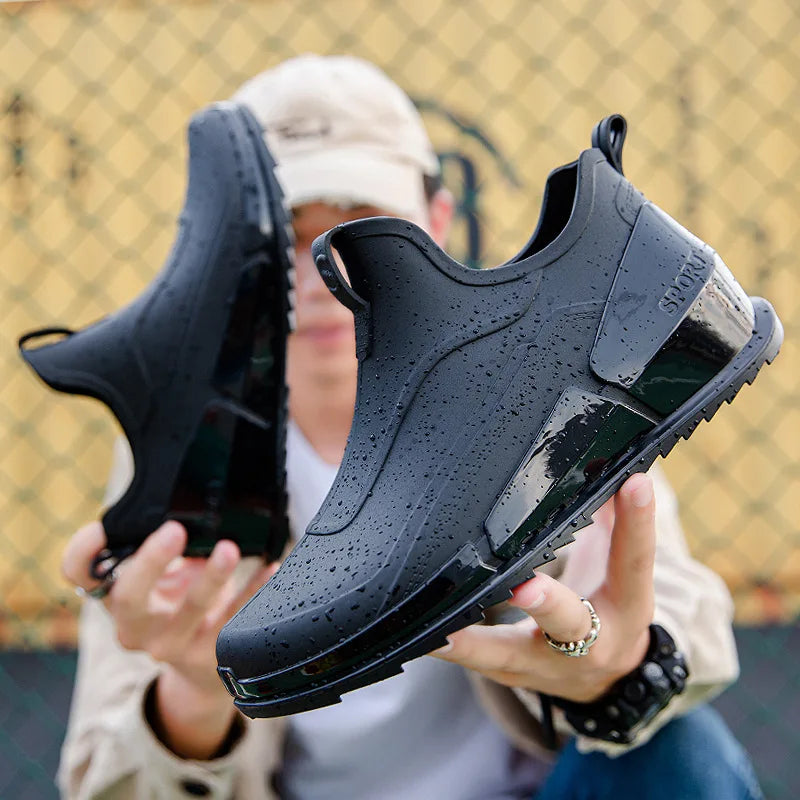 men's short tube rain boots Men Outdoor Non-slip Fishing Shoes Light Hiking Shoes Durable Waterproof Rain Boots Rubber