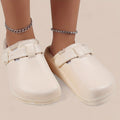 Women's EVA Plush House Slippers Adjustable Straps, Round Toe, Anti-Slip Women's Winter Shoes Suitable for Indoor Outdoor Wear