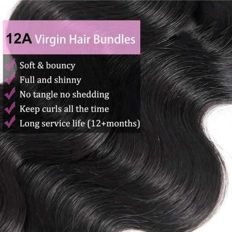 2 3 4 Pcs Body Wave Bundles 100% Human Hair Brazilian 16A Virgin Weave Raw Hair 30 32 Inch Double Weft Thick Human Hair Bundles Extensions For Women