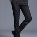 2026 Men's Blue Vertical Striped Suit Pants, Black Business Casual Trousers, Asian Sizes 28-40, Burgundy and Gray Plaid Pant.