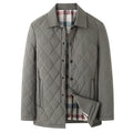 Top Grade Men Parka Jacket Windbreaker Coats Diamond Quilted Bubble Coat Middle-aged Winter Warmth Turn-Down Collar Coat