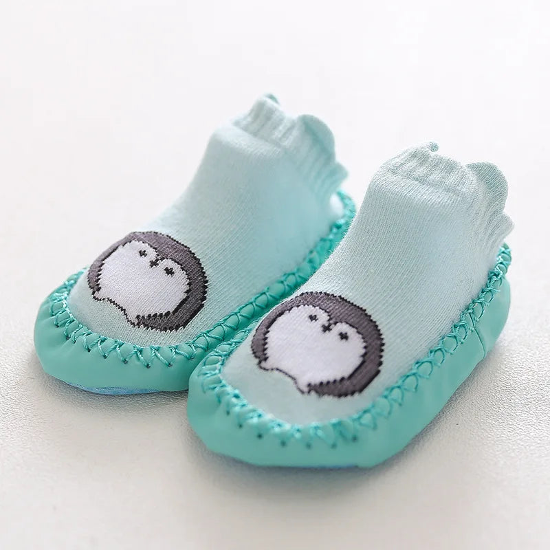 Baby Shoes Cotton Floor Socks Shoes Cartoon Cute Baby First Walkers Toddler Shoes Girl Boys Kids Soft  PU Sole Shoe Anti-slip
