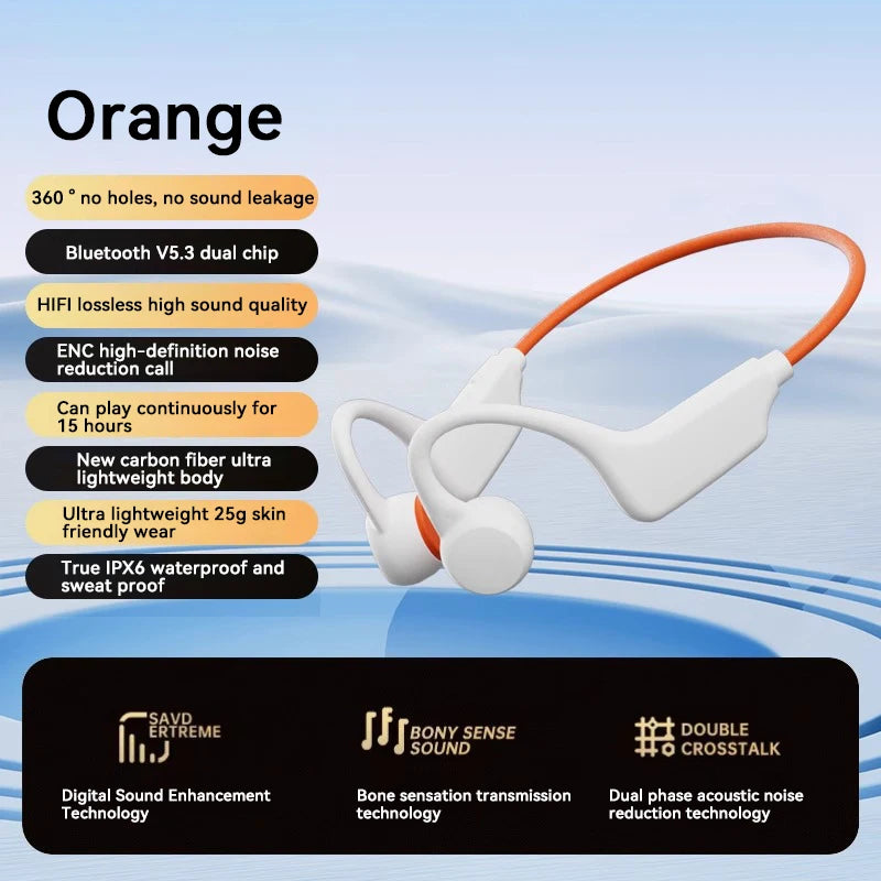 Wireless Bone Conduction Earphones For Running Swimming With Mic Hand-Free Bluetooth Headphone With TF Card Compatible Earbuds