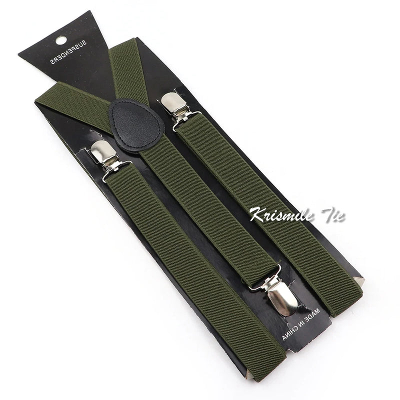 Fashion Men Kids Turquoise Green Suspender Bowtie Sets Elastic Solid Color Y - back Straps Butterfly - Visuel 28 | SAMAG