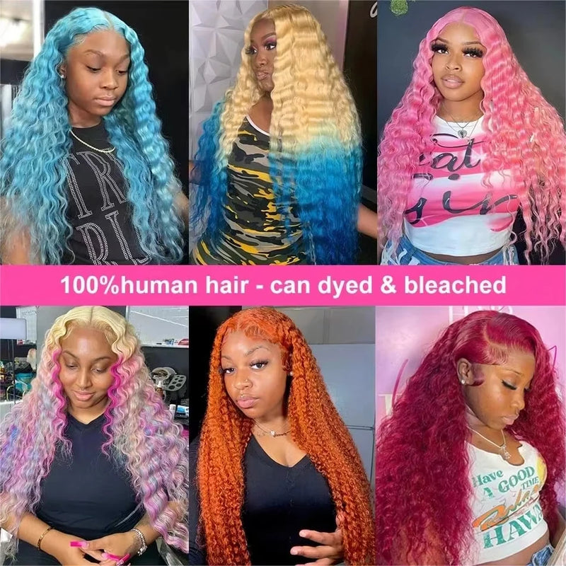 613 Blonde Lace Frontal Wig Deep Wave 13x4 13x6 HD Lace Human Hair Wig Pre Pluck Curly Lace Front Wigs Brazilian Human Hair