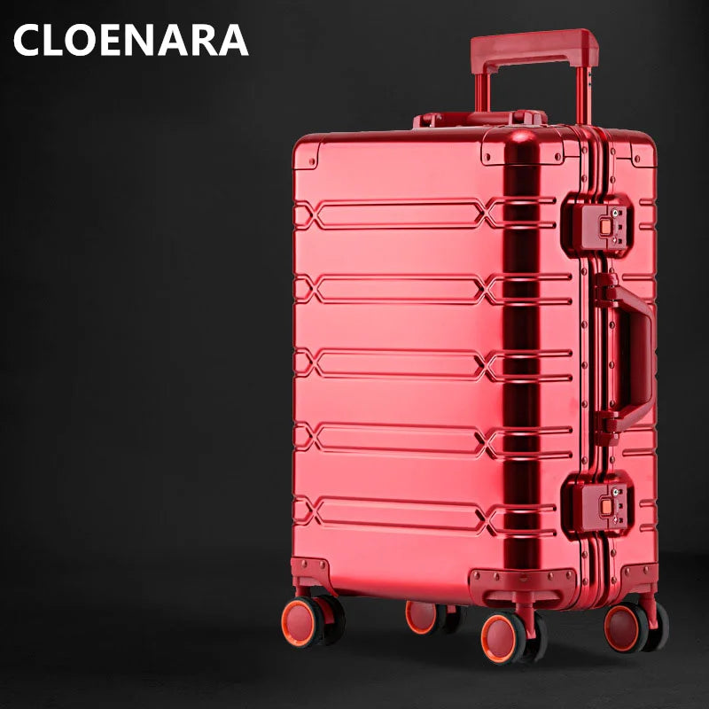 COLENARA All Aluminum Magnesium Alloy Luggage 20 Inch Cabin Rolling Metal Password Box 28 Inch Large Capacity Travel Suitcase