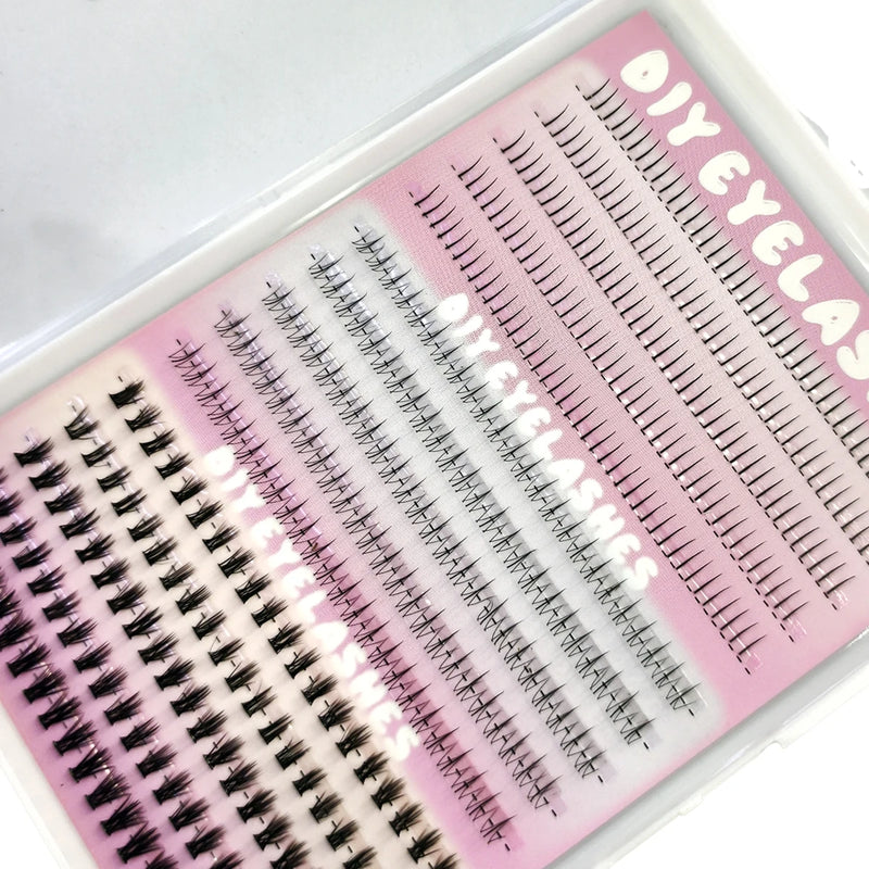 3 Styles Individual Lashes 15rows 390PCS Bottom Lashes Extension Lower Eyelash Clusters  DIY Wispy Natural Look Clear Band