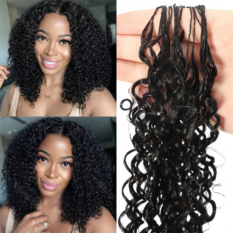 Feather Crochet Human Hair 4/27 Highlight Pixie Curl Bulk Hair Extensions Lightweight Small Spirals Curly Crochet Hair For Braid