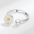 VENTFILLE 925 Sterling Silver Sunflower Diamond Zircon Rotatable Ring For Women Gift Relieve Stress Ring Jewelry Wholesale