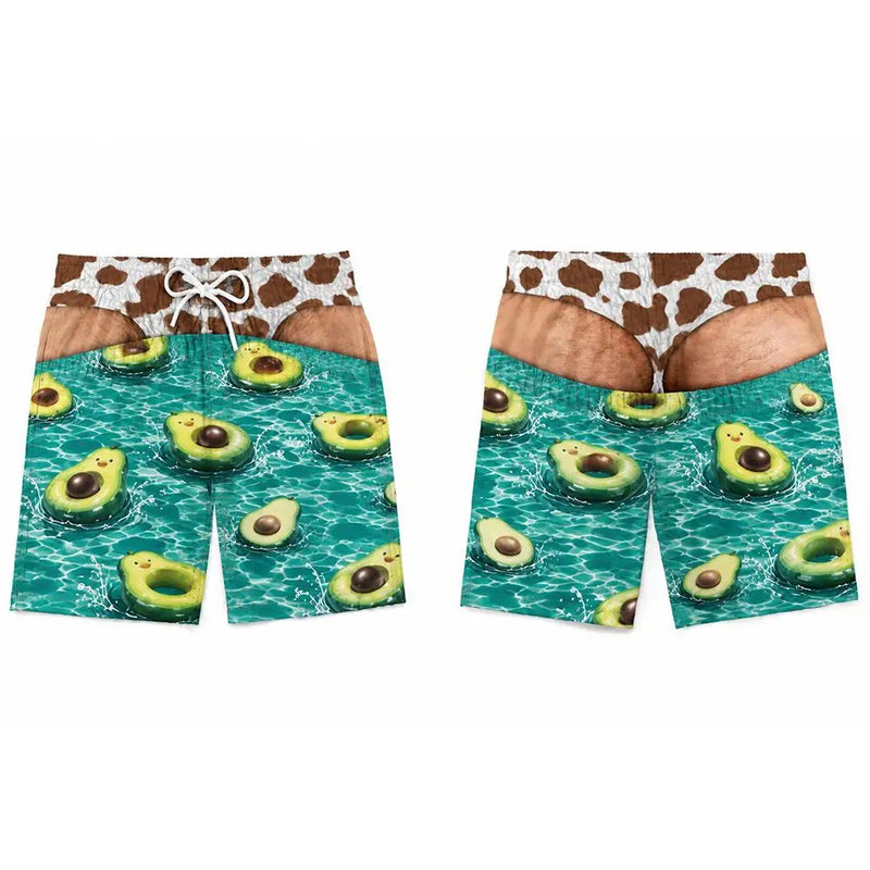 Funny 3D Fake Hip Printed Swim Trunks Men's Quick Dry | SAMAG