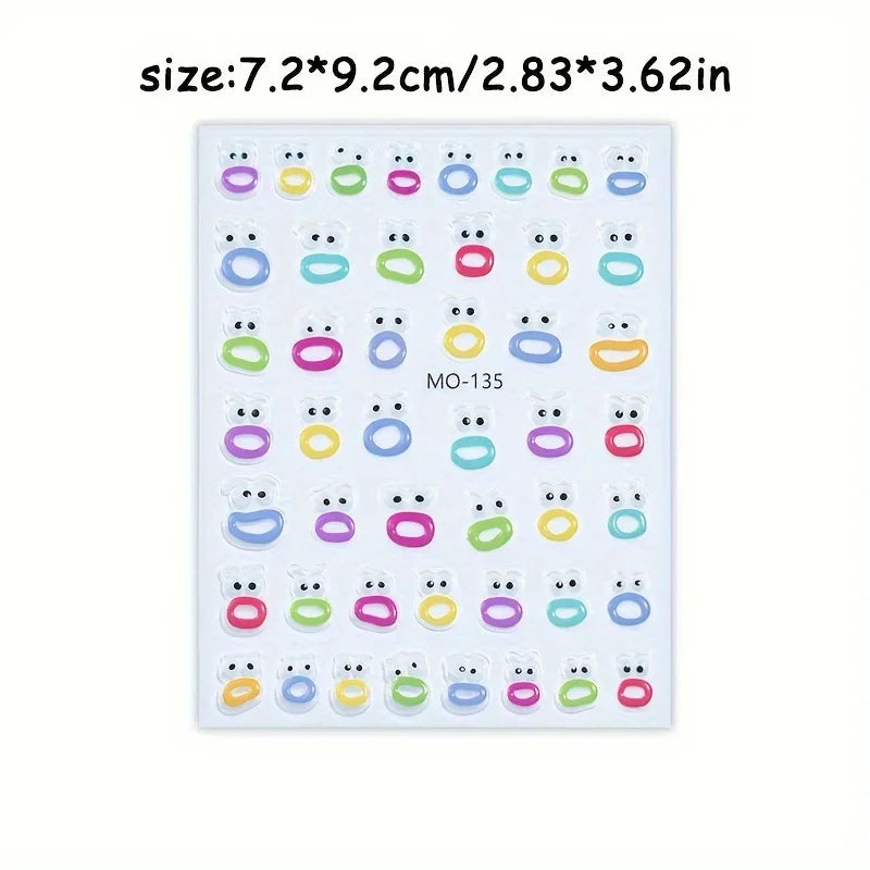 1/5/10Pcs Interesting Nail Art Stickers, Cute Jelly 2D Scrapbooking Stickers, DIY Waterproof Stickers