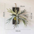 Artificial Tropical Plant Wall Hanging Decoration Antler Fern Green Plant Landscape Display Furnishings Home Decor, Wooden Frame