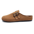 Evshine Women's Suede Clogs Slippers with Double Buckle Non-slip Beach Slides Classic Potato Shoes Comfy Soft Insole Flat Mules