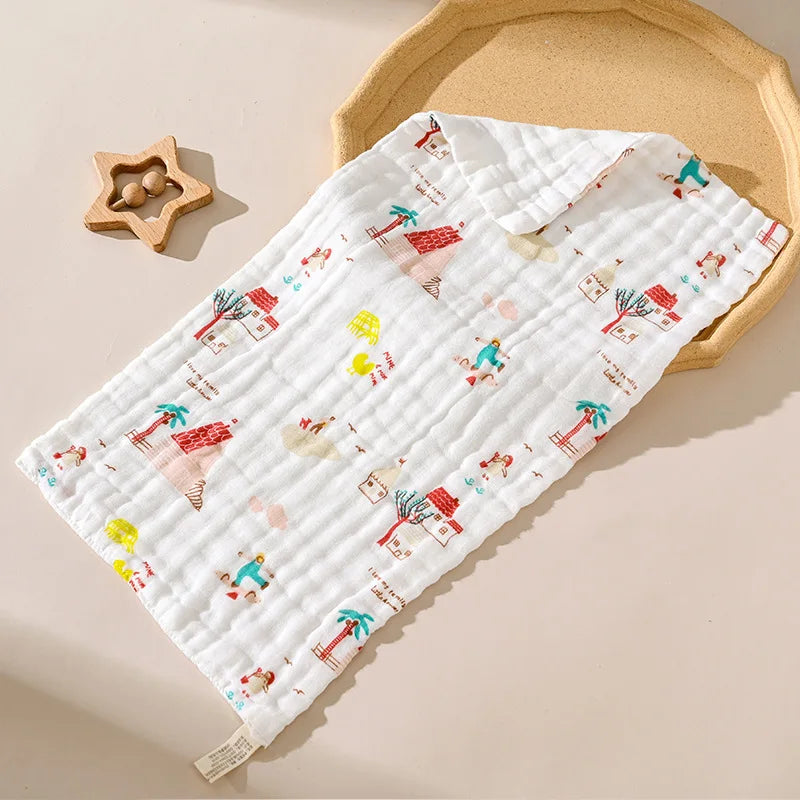Gauze six-layer small towel pure cotton Class A baby gauze face towel burp towel seersucker bath towel saliva towel