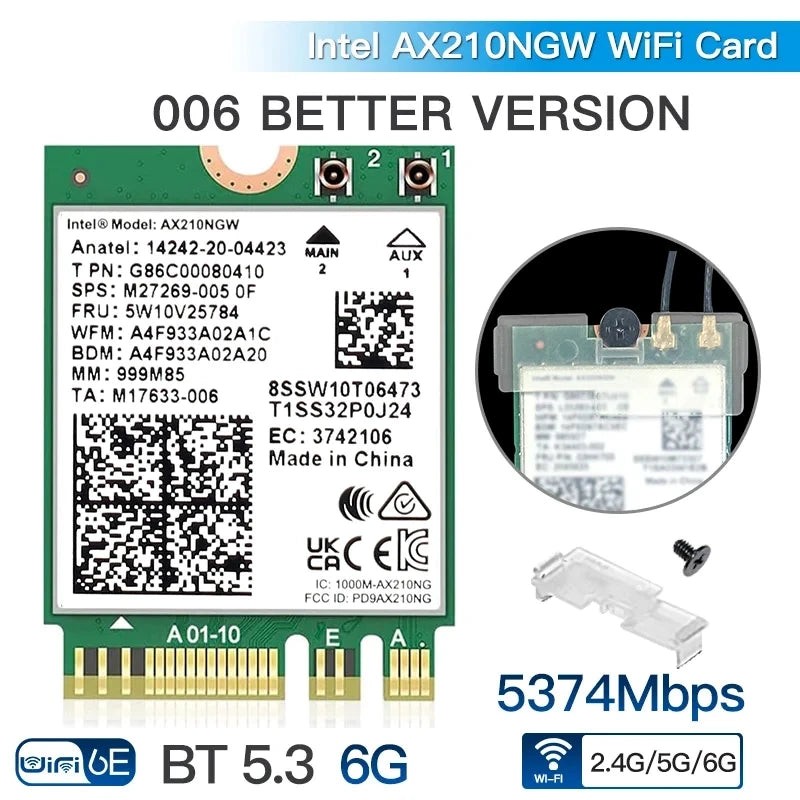 Dual Band AX210 Bluetooth 5.3 Wireless AX210NGW 2.4Gbps 802.11AX Wi - Fi 6 AX200 For Intel M.2 WiFi Card - Visuel 7 | SAMAG