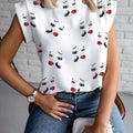 Women's Abstract Face Print Sleeveless Stand Collar - View 6 | SAMAG