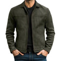 Spring And Autumn New Large Size Medium And Long Trench Coat Men's Zipper PU Leather Jacket Fashionable Windproof