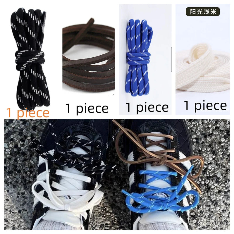 Length 100cm DIY Freedly Round Leather Colorful MIU Shoelaces Canvas Casual  Boots Shoe Laces Rope Shoestrings