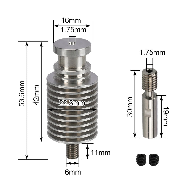 E3D V6 Heatbreak Heatsink Kit Titanium Alloy Bi-Metal Throat For Kingroon KP3S KP3S Pro S1 KP5L 3D Printer Parts Accessories