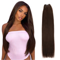 Real Beauty Platinum Blond Brazilian Straight Hair Weave Bundles 14"-28" Hight Ratio Remy Hair Extensions Brown #4 Blond P6/613#
