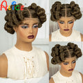 Natural Color 6Inch Transparent Full Lace Braided Wigs Short Cute Handmade Bantu Synthetic Braided Lace Wigs Knotless Braids Wig