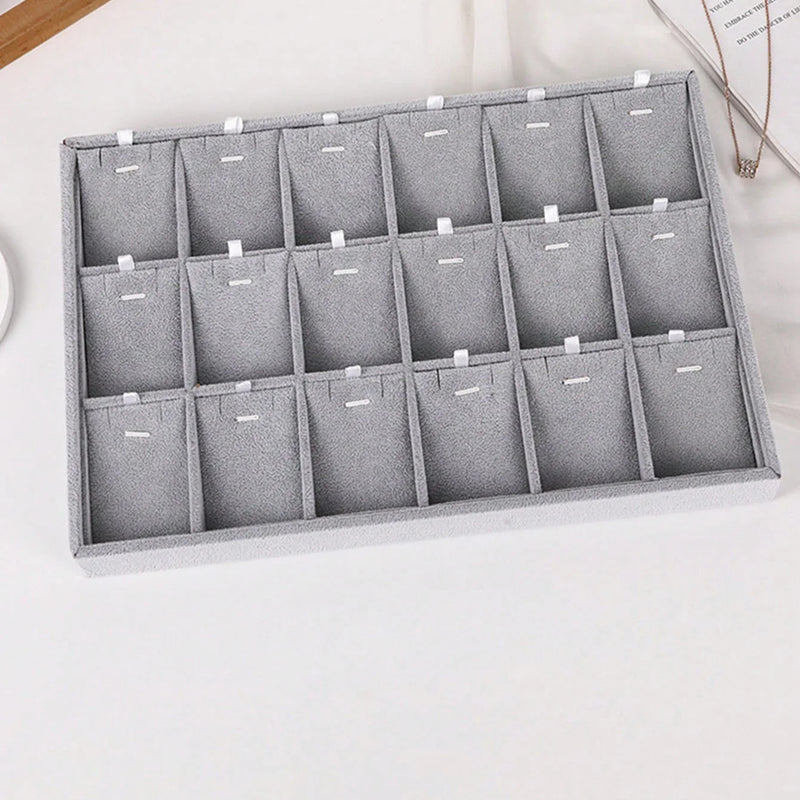 18 Grids Velvet Jewelry Display Stackable Exquisite Jewellery Holder Portable Ring Earrings Necklace Organizer Box