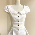 White Slim Sweet Shirt Women Puff Sleeve Cute Preppy - View 4 | SAMAG