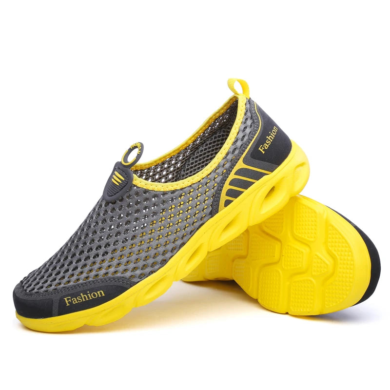 Men Casual Shoes Summer Fashion Men's Shoes Fashion Breathable Slip On Mesh Shoes Soft Comfortable Size 45