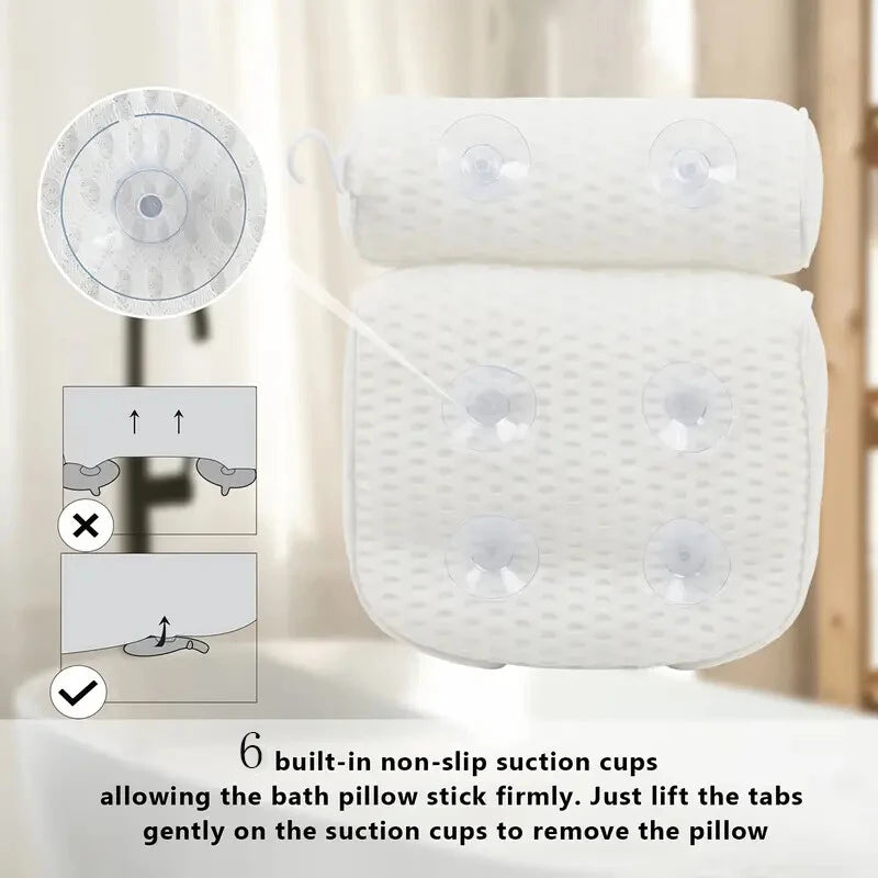1 Spa Bathtub Pillow with Anti Slip Suction Cup for Neck and Back Support, Bathroom Accessory, Bathtub/Bathroom Accessory