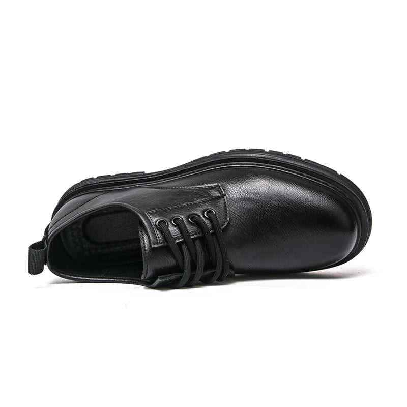 2025 New British-style Black Casual Leather Shoes for Men's Business Formal Wear Large-sized Work Shoes Trendy Size 48