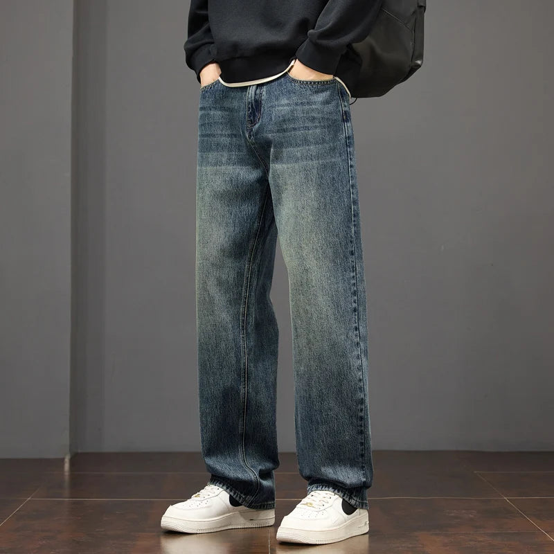 Men's Vintage-Washed Straight-Leg Jeans Fall/Winter | SAMAG