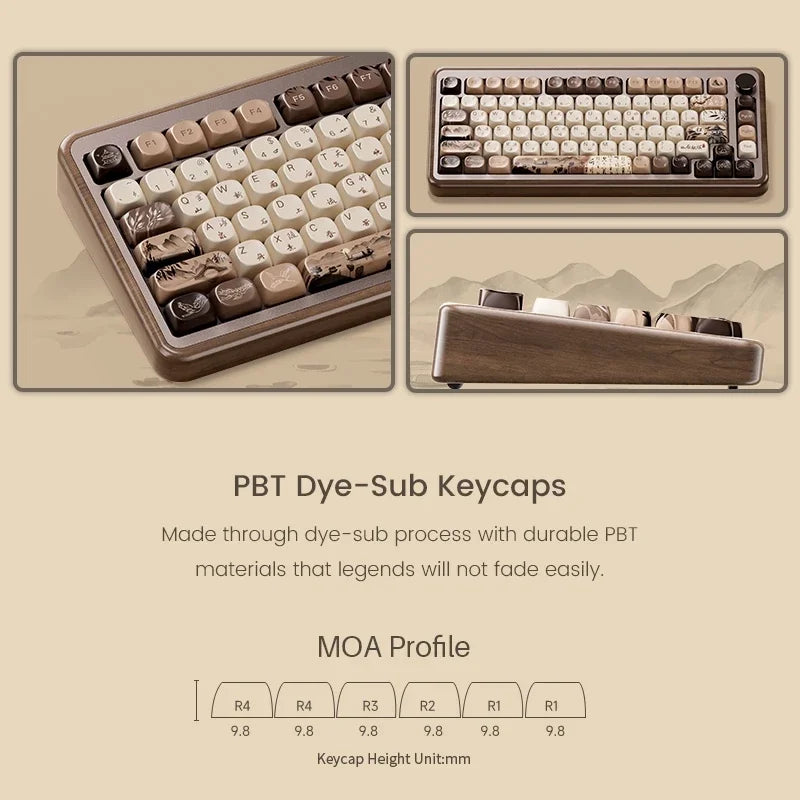 Akko MU01 ANSI/MU02 ISOMountain Seclusion Wooden Mechanical Keyboard Hot-swap BT 5.0 2.4G Wireless Type-C Wired Gaming Keyboard