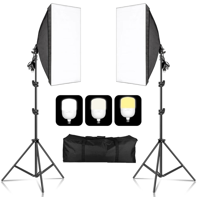 Softbox Lighting Kit Photography Studio Boom Arm for Video & YouTube Continuous Lighting Professional Lighting Set Photo Studio