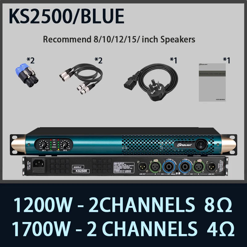 FUHAM KS2500 Digital Power Amplifier 2/4 Channel 8 Ohm 1200W Audio Amplifier Digital Amplifier Audio DJ Stage Performance