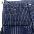 LIYS Light Luxury Blue White Striped Jacquard Slim | SAMAG