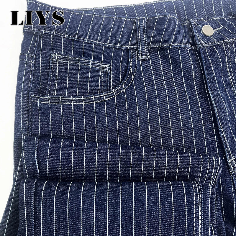 LIYS Light Luxury Blue White Striped Jacquard Slim | SAMAG