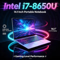 Intel i7 8650U 14.1 Inch Ultra Slim Laptop 4C8T 1.9GHz Up to 4.2GHz 32GB RAM 2TB SSD Gaming Gamer Office 1920x1080 Ultra