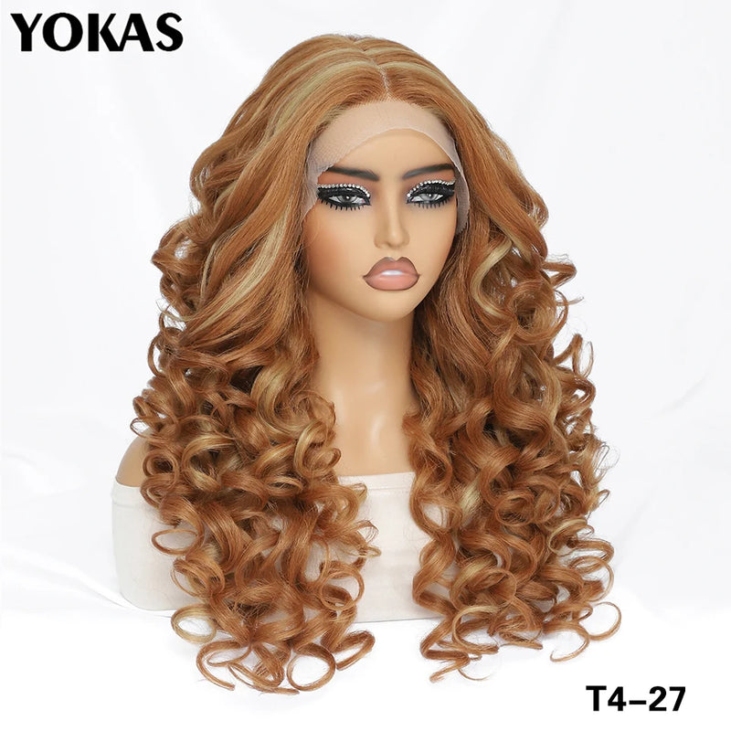 Lace Front Wigs Curly Latisha Synthetic High Quality Blonde Pink Blue Black White Red Brown Wig With Baby Hair For African Women