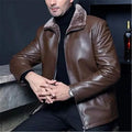 Winter Fleece Warm Leather Jacket Men Pu Business Casual Loose Thick Leather Coats Male Fashion Vintage Faux Fur Outwear Jackets
